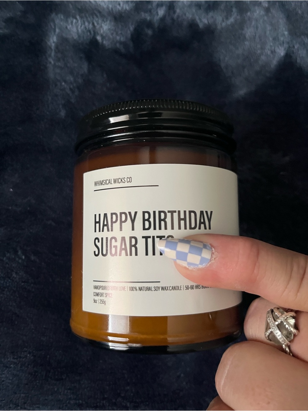 Whimsical Wicks Co "Happy Birthday Sugar “boobs”Scented Candle - Amber Glass